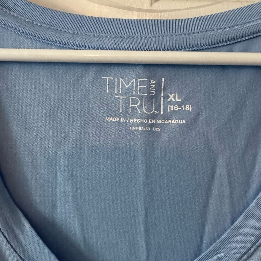 NWT Time and Tru Sky Blue V-Neck Tee Tunic length XL - Picture 2 of 5